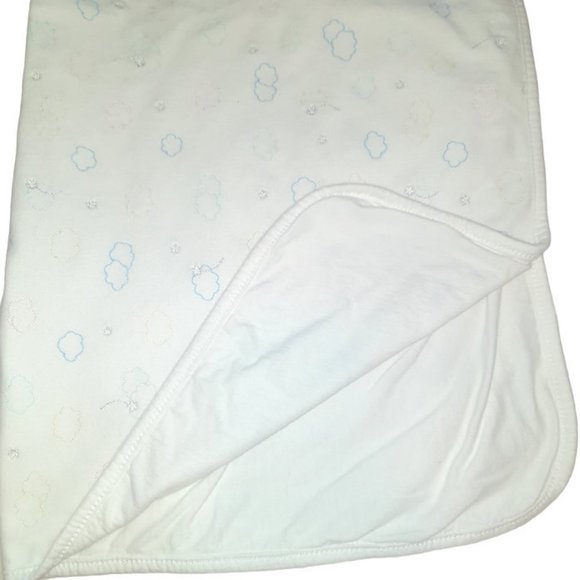2004 Miniclasix Swaddle Receiving Embroidered Cloud & Stars Blanket 26" X 26" - Picture 5 of 5